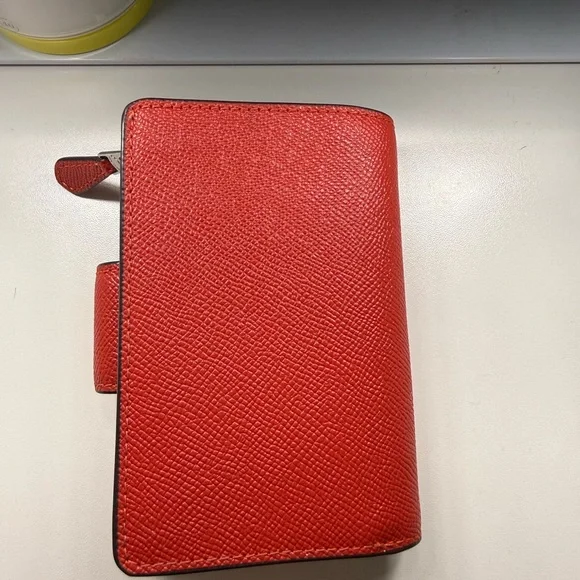 Coach Red Textured Leather Snap Wallet - Picture 2 of 5